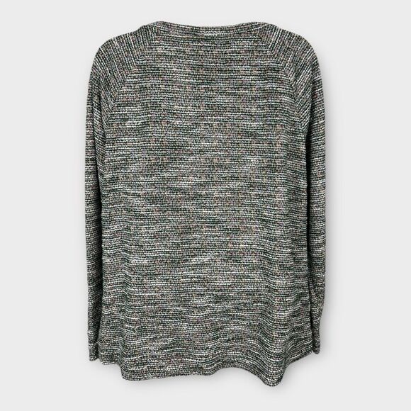 LOFT Green Multicolor Rainbow Nubby Tweed Textured Sweater Long Sleeve Medium - Picture 3 of 8
